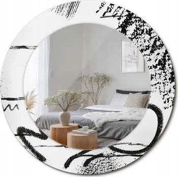 Zrcadlo Kulaté nástěnné ozdobné zrcadlo ve skleněném rámečku, vzor graffiti, průměr 50 cm