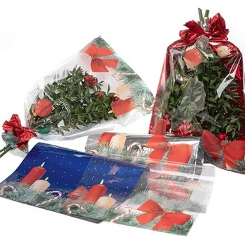 Vánoční dárkový sáček - transparent Candles - 22,5 x 35 cm - 100 ks