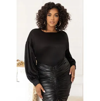 Dámská košile CLUB L ČERNÁ SATÉNOVÁ BLUZKA DLOUHÝ RUKÁV (44)