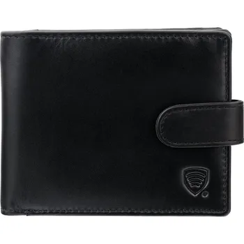 Peněženka Pánská horizontální kožená peněženka RFID na bezkontaktní karty a mince (černá) - SM-907PBL