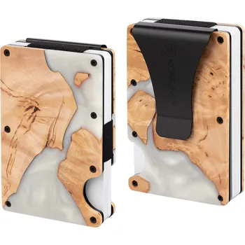 Peněženka Hliníkové pouzdro s klipem na kreditní kartu (dřevo + bílá pryskyřice) - KUK-68WDWHT