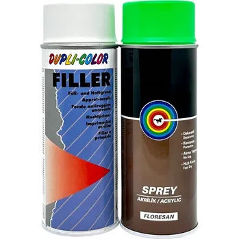 Barva ve spreji Barva Fluorescenční Zelená Neon Fluo + Bílý Základní Nátěr 2x Sprej 400ML