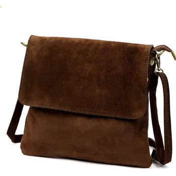 Vera Pelle kabelka, kožená kabelka přes rameno z přírodní semišové kůže, hnědá