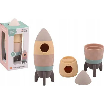 Hračka pro nejmenší SILIKONOVÁ raketa pro děti 10 m+ Puzzle Happy World