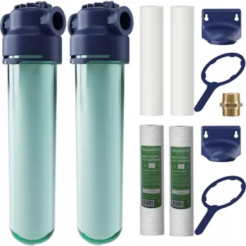 Filtrace vody Předfiltr na vodu 2stupňový + sada vložek 2x pěnová 2x uhlíková