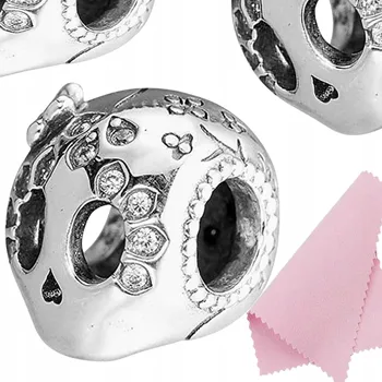 Přívěsek CHARMS zawieszka náramky lebka zirkony přívěsky s925