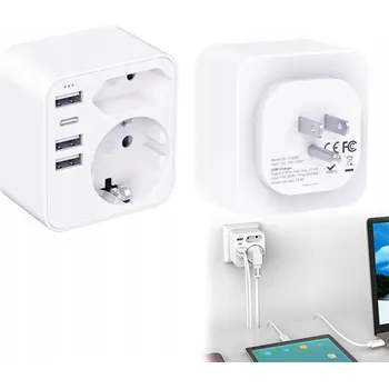 Zásuvka do zdi Rozbočovač - Adaptér 3USB + 1Type C