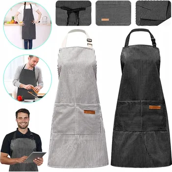 Kuchyňská zástěra SADA 2x KUSŮ KUCHYŇSKÁ ZÁSTĚRA ČERNÁ GASTRONOMIE + Kapsa