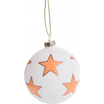 Vánoční dekorace Sada 4 skleněných vánočních koulí bílo-zlaté s hvězdičkami