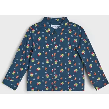 Chlapecká košile Sinsay - Bavlněná košile Grinch - námořnická modrá - 937FW-59X - 937FW-59X-80