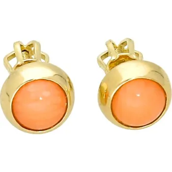 Náušnice Goldstore Zlaté náušnice pecky oranžový korál Váha: 1.83 g