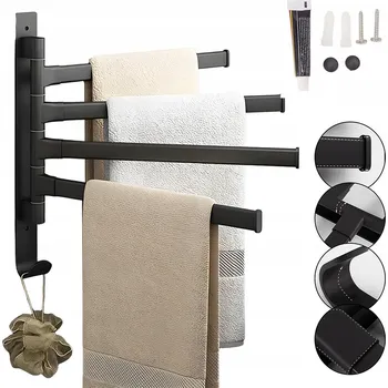 Věšák KOUPELNOVÝ VĚŠÁK NA RUČNÍKY HÁČEK DRŽÁK NA ZEĎ KOVOVÝ DO KOUPELNY