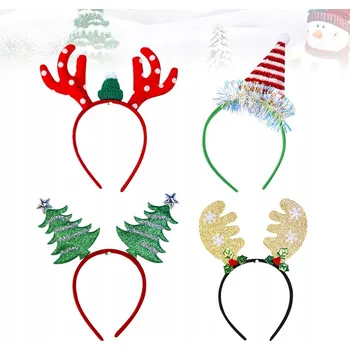 Čelenka VÁNOČNÍ ČELENKOVÁ PÁROŽÍ DO VLASŮ, ROZKOŠNÁ KRESLENÁ ČELENKA, 4 KS