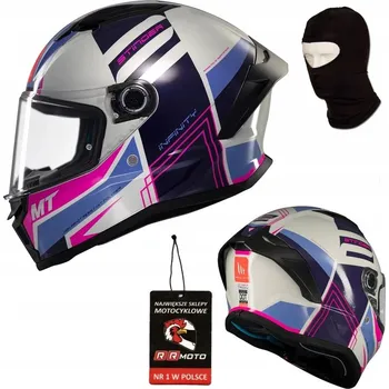 Helma na motorku MOTOCYKLOVÁ PŘILBA PŘILBA MT STINGER 2 TRON C8 BÍLÁ PINK RŮŽOVÁ BÍLÁ