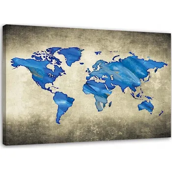 Obraz Feeby Obraz na plátně, Modrá mapa světa - 60x40