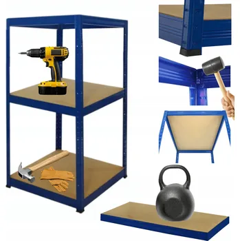Dílenský regál Kovový regál do skladu, dílny HELIOS 90x60x60 cm, 3 police, nosnost 175 kg