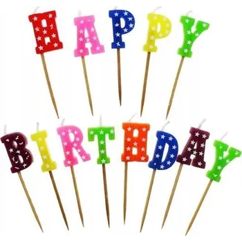 Dortová svíčka Svíčky Godan Happy Birthday s hvězdičkami
