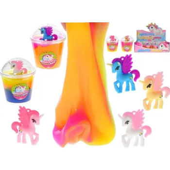 Modelovací hmota Sliz hmota magická duhová v kelímku set s jednorožcem 4 barvy