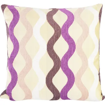 Polštář Polštář béžový se vzorem cik-cak s fialovou