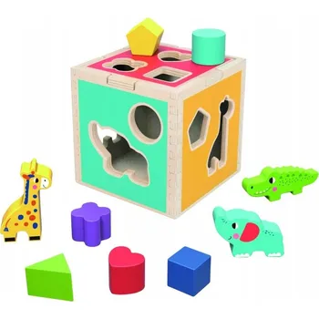 Dřevěná hračka Vkládačka Tooky Toy dřevěná kostka zvířátka