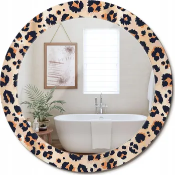 Zrcadlo Stylové kulaté zrcadlo na zeď s potiskem na skle, vzor skvrny, průměr 70 cm