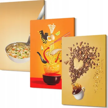 Obraz Sada nástěnných dekorací - Kuchyňské motivy jídla, 3 obrazy 30x20 cm