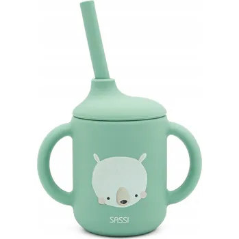 Silikonový hrneček s brčkem pro děti Medvídek SASSI