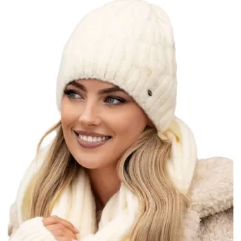 Podprsenka GIZMA měkká zimní čepice s fleecem, barva krémová (ekru), KAMEA