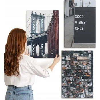 Obraz Sada obrazů do kanceláře Most město nápisy pohled z ptačí perspektivy 3x 40x60 cm