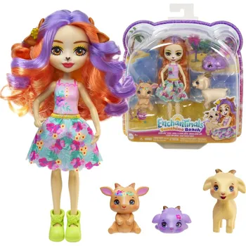 Panenka Enchantimals Slunečná Pláž Rodina Koz Panenka Kozka Golita Goat + 3 x Kůzlata HXC00