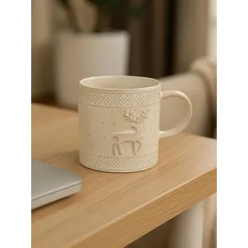 Sinsay - Vánoční hrnek s reliéfním vzorem soba - krémová - 193GI-01X - 193GI-01X-ONE