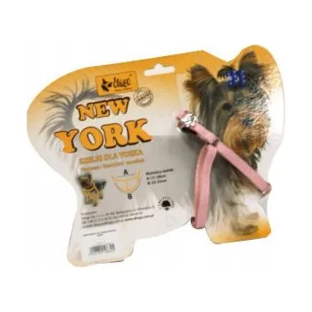 Postroj pro psa DINGO Kožené postroje pro Yorka "New York" - Růžové