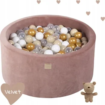 Suchý bazén MeowBaby Suchý bazén 90x40 cm / 250 míčků, Velurový, Béžový, Model Medvídek