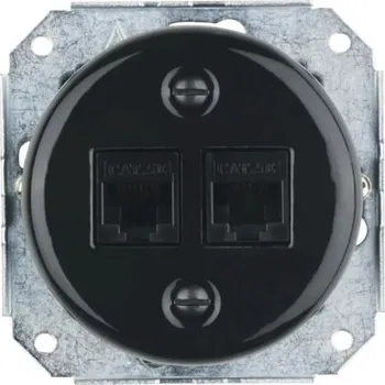 Elektrická zásuvka Porcelánová datová zásuvka Bohemia-Design K1-2CAT.5EAX-BL 2x CAT.5E černá (bez rámečku)