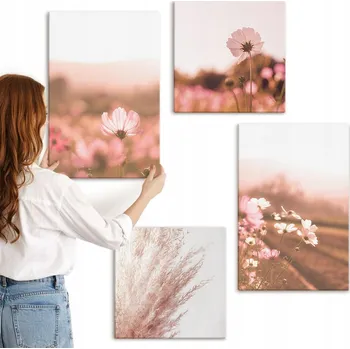 Obraz Sada obrazů na plátně - Kvetoucí louka v létě, 4 díly