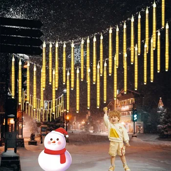 Vánoční dekorace YOUKUKE 10 Ks Světelný řetěz padající hvězdy (déšť meteorů), IP65, LED, 5 m bílá