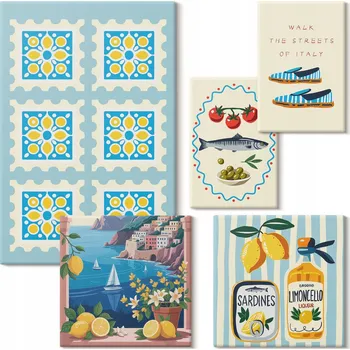 Obraz Sada obrazů na plátně – Italská kuchyně: chuť a styl 5 kusů