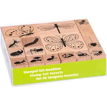 Dětské razítko Heyda sada dřevěných razítek 15 ks, broučci, hmyz, příroda