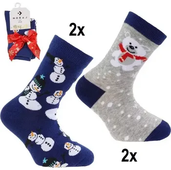 Dětské vánoční ponožky - 2 páry - 23-26 / šedá/modrá