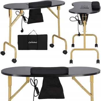 Konferenční stolek Skládací kosmetický stolek / stolek na manikúru s opěrkou, mobilní, černý