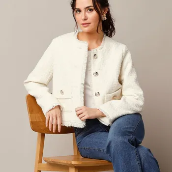 Dámské sako Krátké tvídové sako režná 36