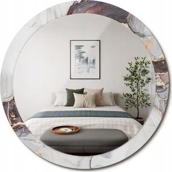 Zrcadlo Zrcadlo s ozdobným skleněným rámem Abstraktní mramor, průměr 90 cm