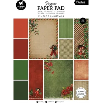 Blok podkladových papírů Studio Light "Vintage Christmas", A4, 36 l. - Vánoční nostalgie