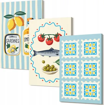 Obraz Sada obrazů na plátně Kuchyňské motivy Středomořský styl 30x20 cm
