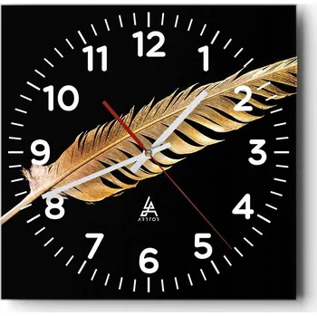 Hodiny Kuchyňské nástěnné hodiny 30x30 Zlaté Pírko Skleněné hodiny do obýváku Tiché