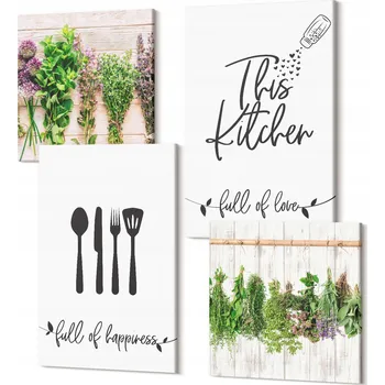 Obraz Sada nástěnných dekorací Galerie obrazů Kuchyňské bylinky rostliny nápisy