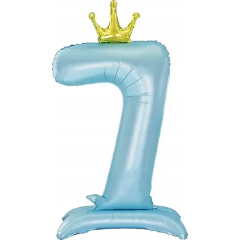 Balónek Fóliový balónek stojící ČÍSLICE 7 s korunou Modrý 100 cm