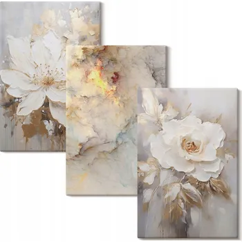 Obraz Sada obrazů na zeď Květiny světlé pozadí abstrakce 3x 20x30 cm