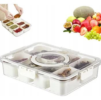 Svačinový box TALÍŘ NA SVAČINU S VÍKEM KRABIČKA NA SVAČINU S 8 PŘIHRÁDKAMI