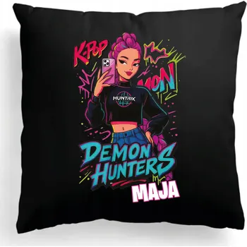 Polštář Černý Polštář S Potiskem Kpop Demon Hunters Huntrix LOVKYNĚ +JMÉNO 17